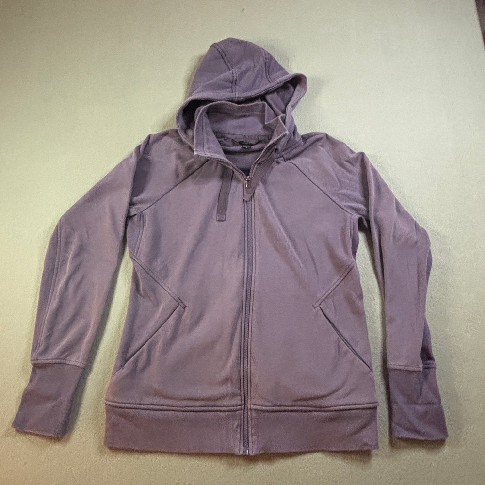 Athleta Full Zip Hoodie Womens L Purple Fleece Lined Activewear Yoga Athleisure